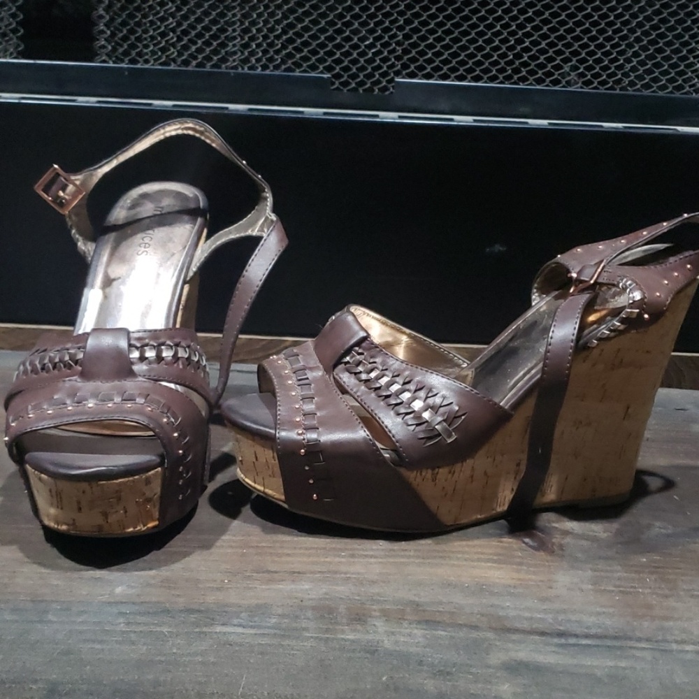 Brown wedge sandals